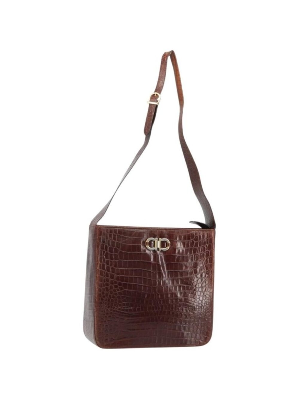Salvatore Ferragamo Shoulder Bag Leather Brown Gold